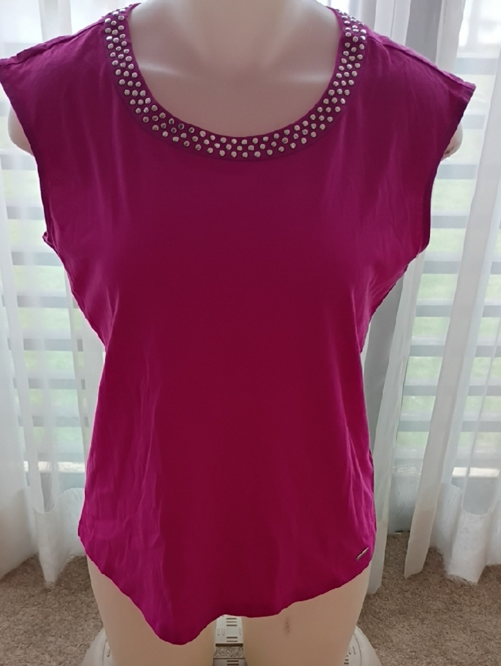 Calvin Klein Fuchsia Studded Neck Tank